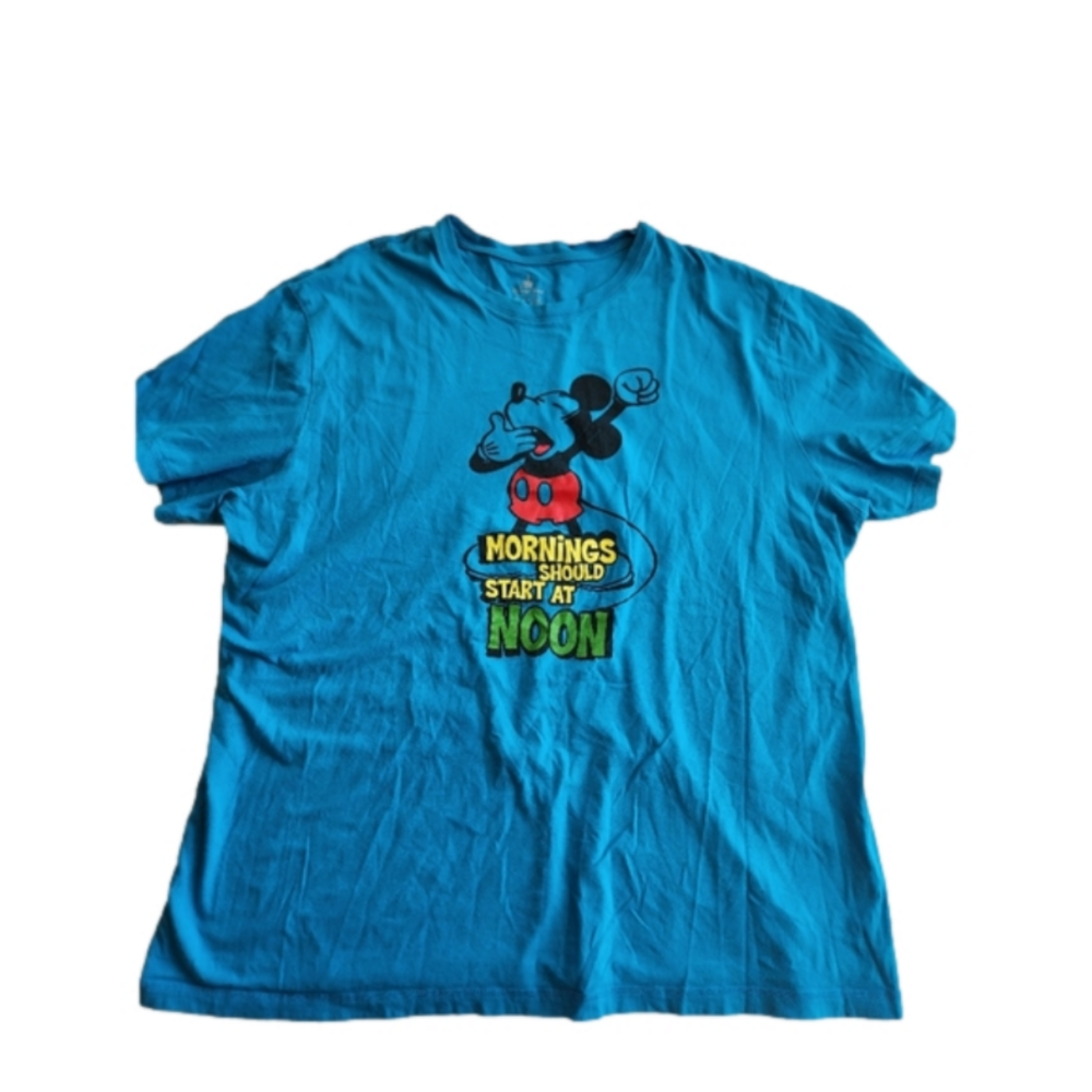 Disney Parks Mickey Mornings Start At Noon T Shirt Size XXL Blue